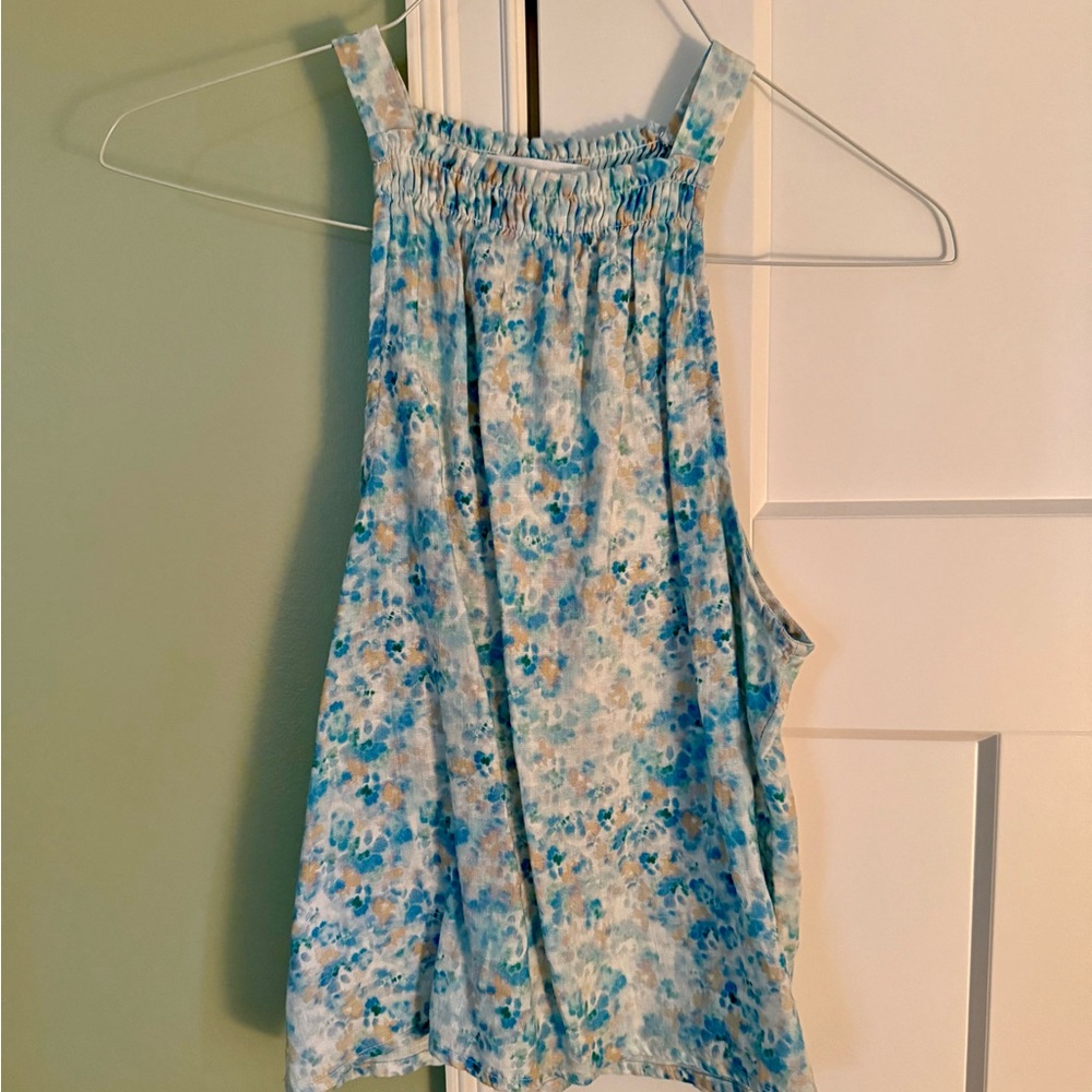 Bella Dahl Floral Print Tank Top - Blue and White